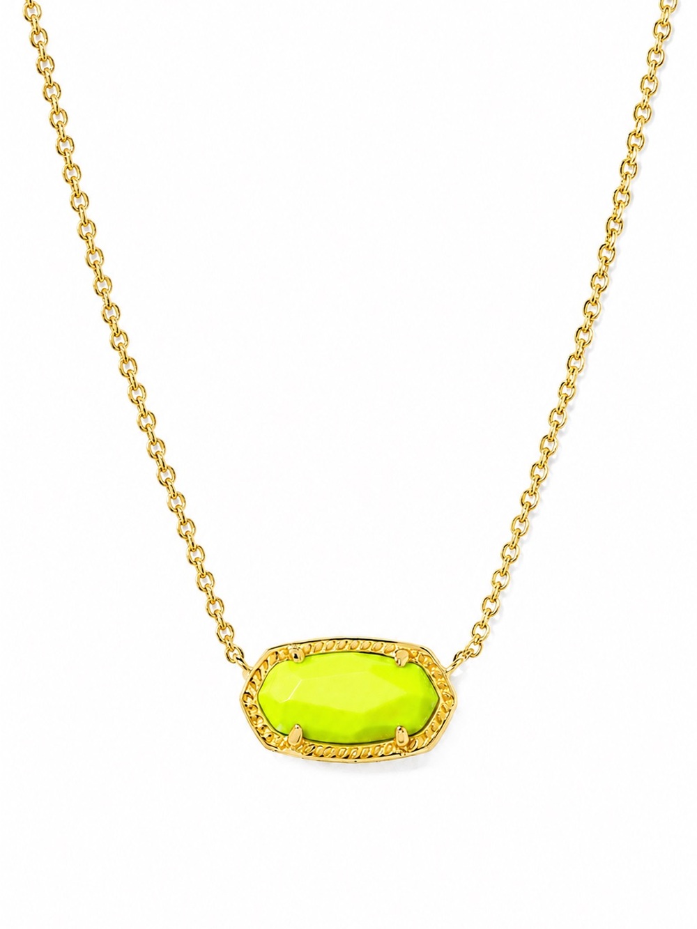 Kendra Scott Elisa Gold Pendant Necklace in Neon Yellow